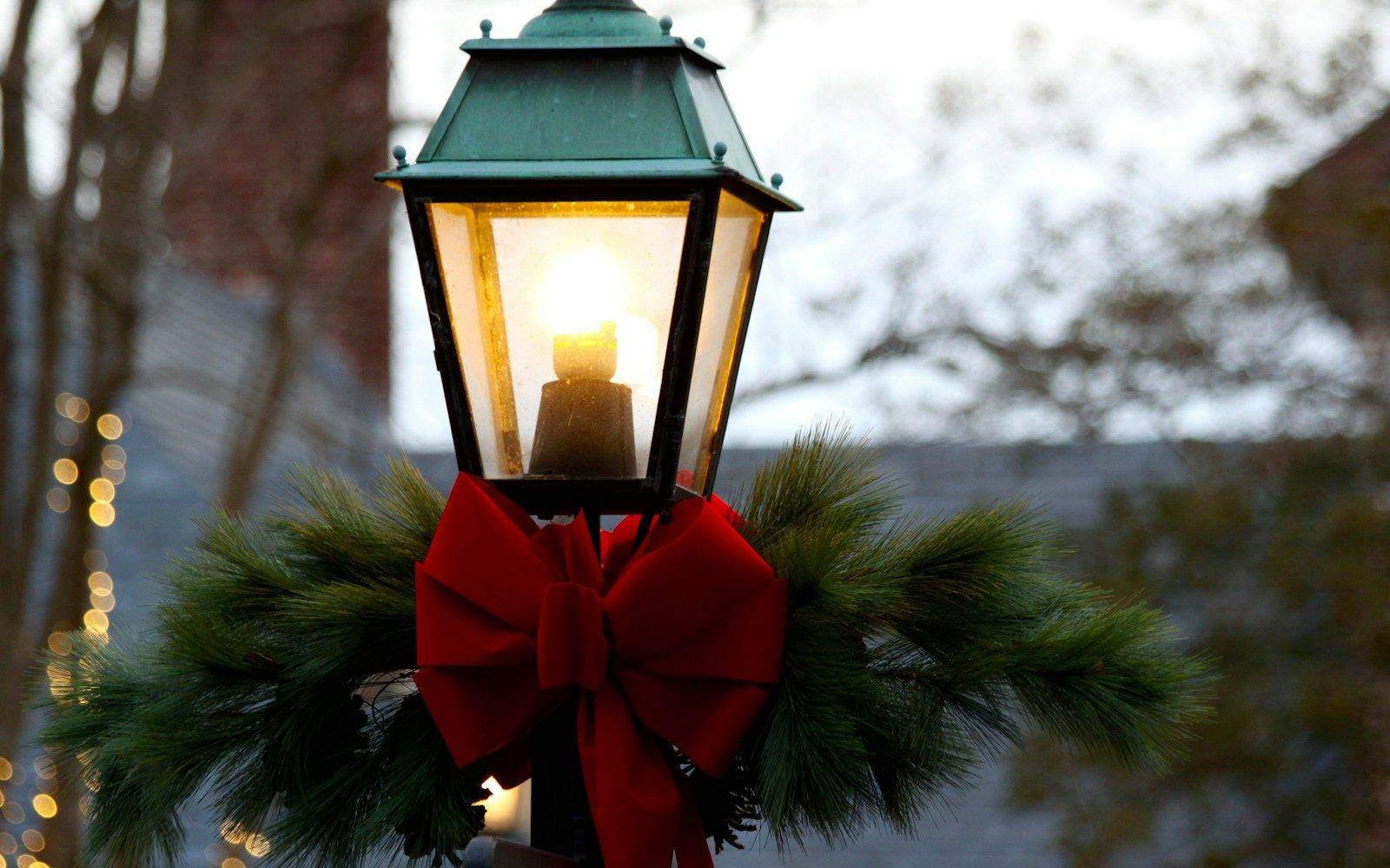 red and black metal lantern lighted
